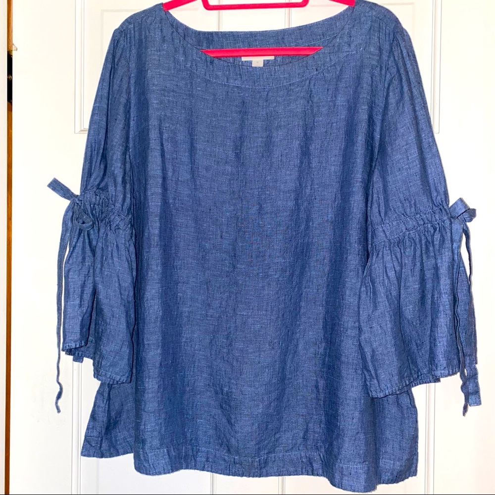 Charter Club 3/4 Sleeve Linen Chambray Top